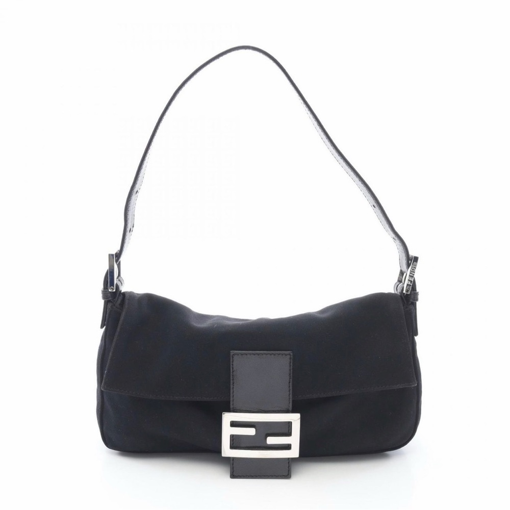 FENDI Vintage Black Neoprene Baguette Shoulder Bag / Mamma Bucket